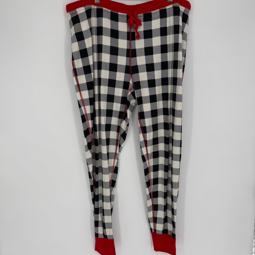 Hanna Andersson Buffalo Plaid Organic Cotton Pajama Pant XXL Black White Holiday